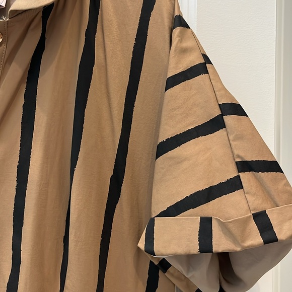 Buru Apparel black and brown striped dress XL button down gold buttons - Picture 5 of 9